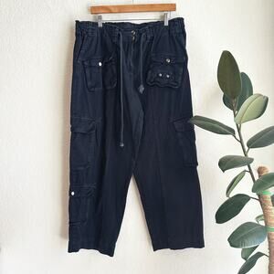Free People Womens Tahiti Cargo Pants XL Black Baggy Relaxed Gorpcore Utility